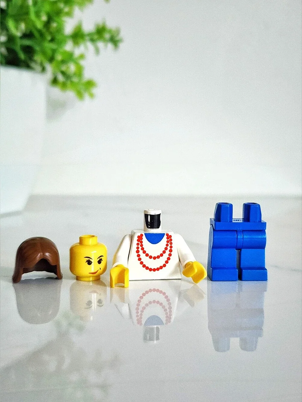 RARE Genuine Retired LEGO Classic Town Female Minifigure Red Blue Legs Hair 1988